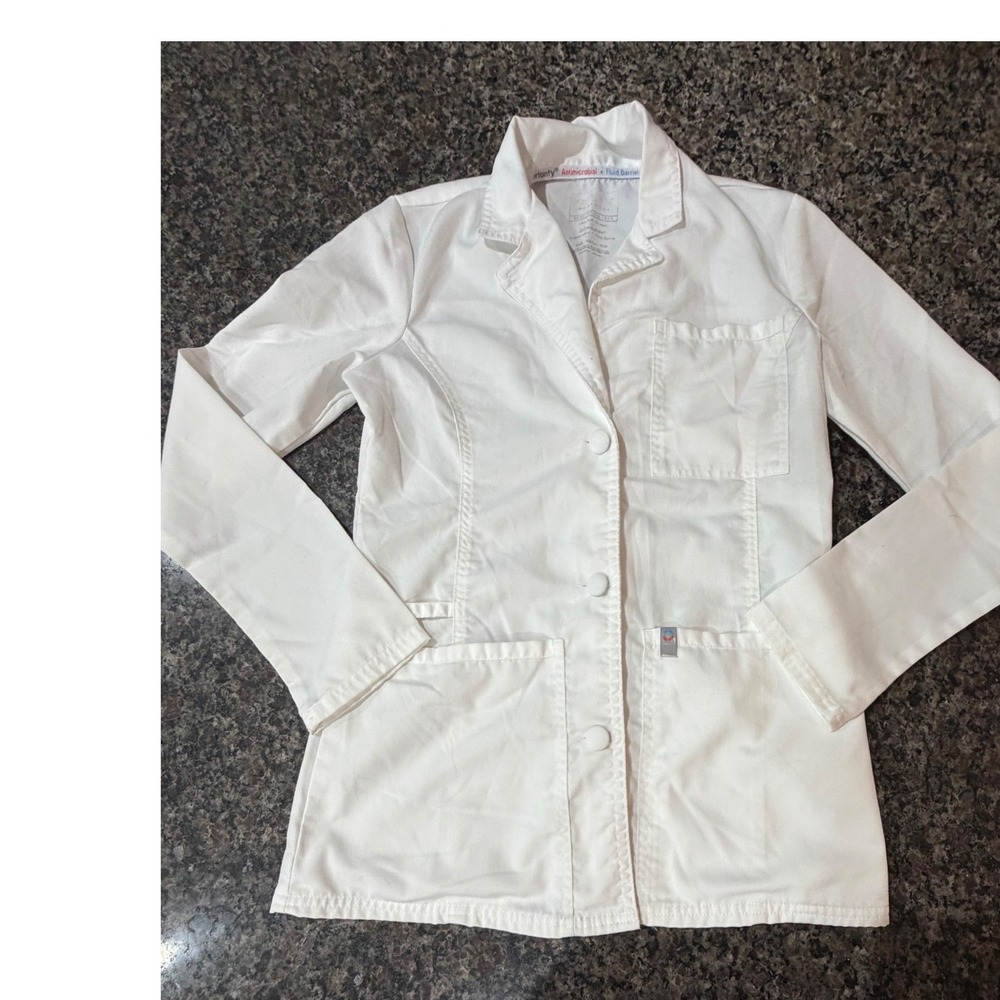 Cherokee Workwear Revolution Tech White Lab Coat XXS Antimicrobial Stretch Coat